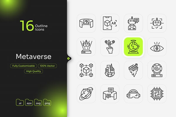 Metaverse Outline Icon Set
