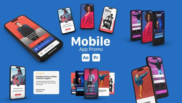 Mobile App Promo Mockup for After Effects & Premiere Pro – Smartphone MOGRT