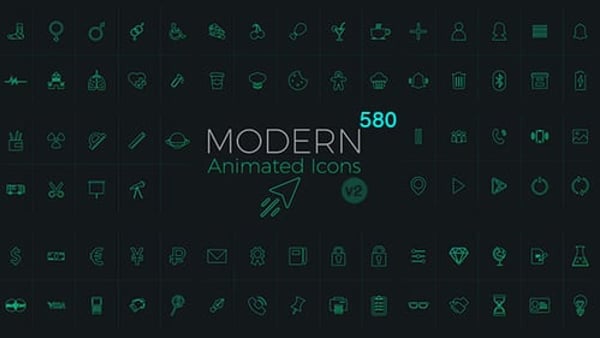 Modern Animated Icons Library for After Effects – 580 Vector Icons