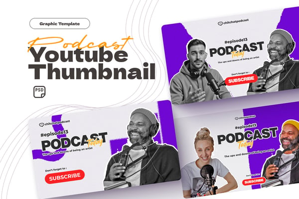 Modern YouTube Podcast Thumbnail Design Template