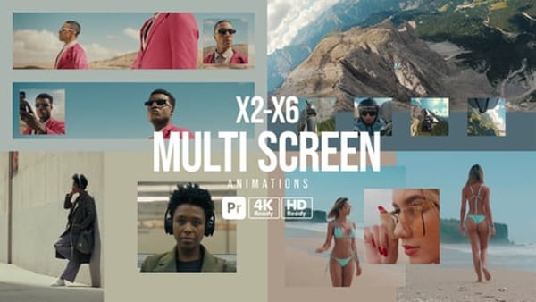Multi Screen Animations for Premiere Pro - Dynamic Split Screen Motion Layout Template
