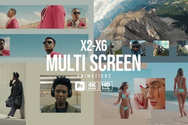 Multi Screen Animations for Premiere Pro - Dynamic Split Screen Motion Layout Template