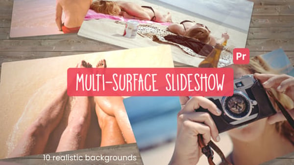 Multi-Surface Camera Slideshow for Premiere Pro – 56 Photo & Video Placeholders