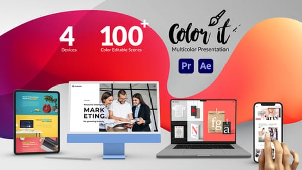 Multicolor Web and App Promo Mockup for After Effects and Premiere Pro MOGRT