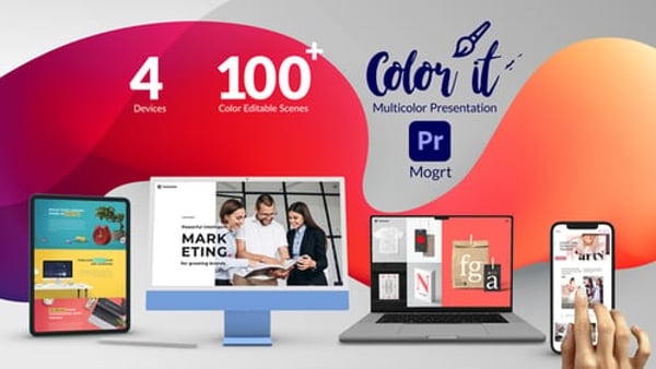 Multicolor Web and App Promo Mockup for Premiere Pro MOGRT