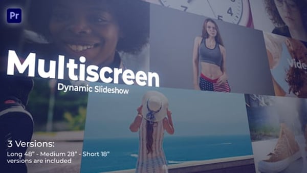 Multiscreen Typography Opener MOGRT for Premiere Pro | 3 Durations