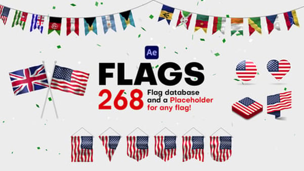 National Flag Library for After Effects – 268 Flags + 16 Custom Setups