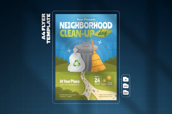 Neighborhood Clean Up Day - Flyer Template