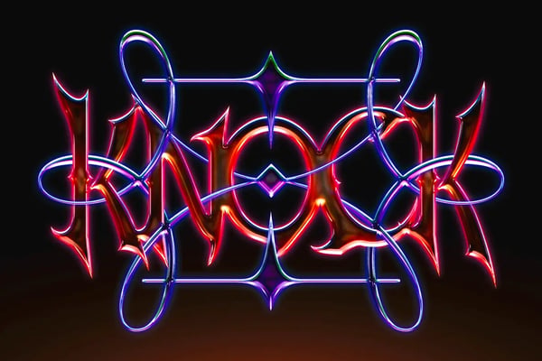 Neon Chrome Gothic Metal Text Effect - PSD Template Graphics