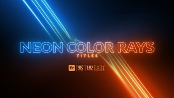 Neon Color Rays Titles for Premiere Pro – Glowing Light Streak Text Animations for Modern Videos