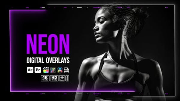 Neon Digital Overlays - Futuristic Glitch Light Motion Effects Pack