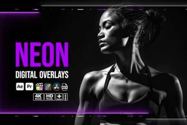 Neon Digital Overlays - Futuristic Glitch Light Motion Effects Pack