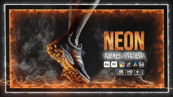 Neon Fractal Overlays - Abstract Glowing Geometric Motion Effects Pack