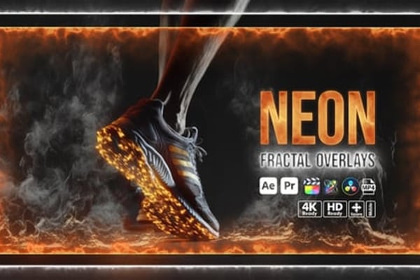 Neon Fractal Overlays - Abstract Glowing Geometric Motion Effects Pack