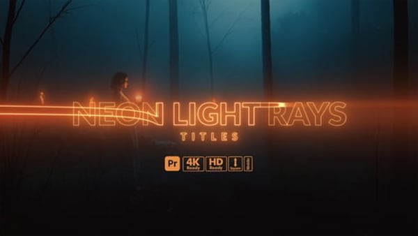 Neon Light Rays Titles for Premiere Pro – Glowing Light Streak Text Animations for Modern Videos