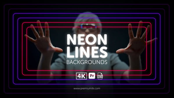 Neon Lines Backgrounds for Premiere Pro - Glowing Futuristic Light Streak Motion Backdrop Pack