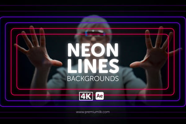 Neon Lines Backgrounds - Glowing Futuristic Light Streak Motion Backdrop Pack