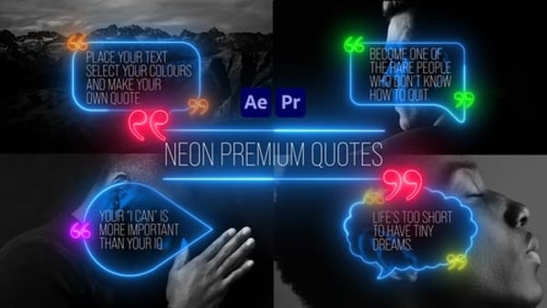 Neon Premium Quotes - Neon Text Quote Animation Motion Titles Pack