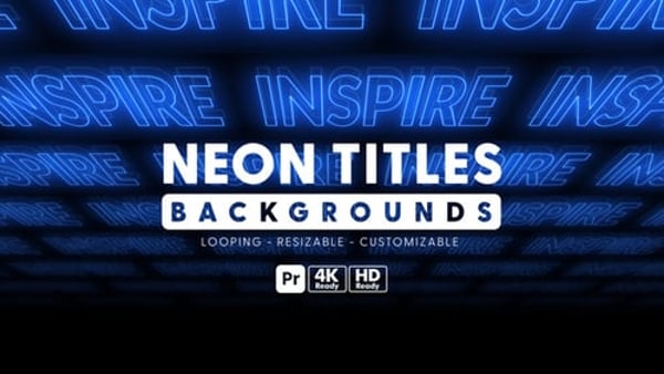 Neon Titles Backgrounds for Premiere Pro - Glowing Animated Light Motion Backdrop Template