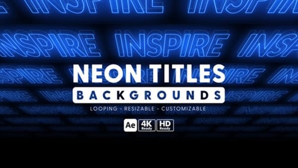 Neon Titles Backgrounds - Glowing Animated Light Motion Backdrop Template