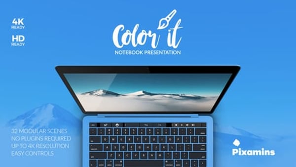 Notebook Mockup Presentation Template — 32 Laptop Scenes, 4K & Full HD