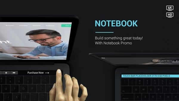 Notebook Website Promo v2 – 20 Modular 4K Laptop Web Presentation Scenes