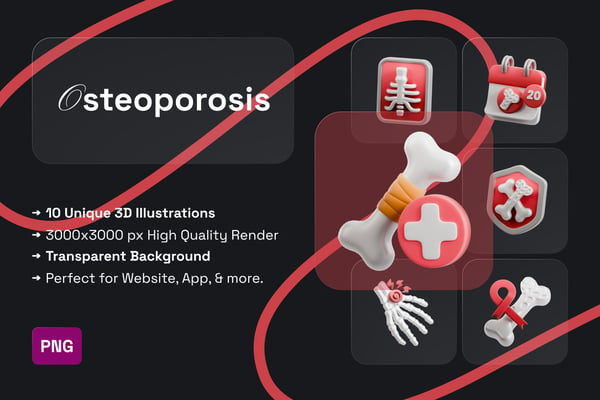 Osteoporosis 3D Icon Pack