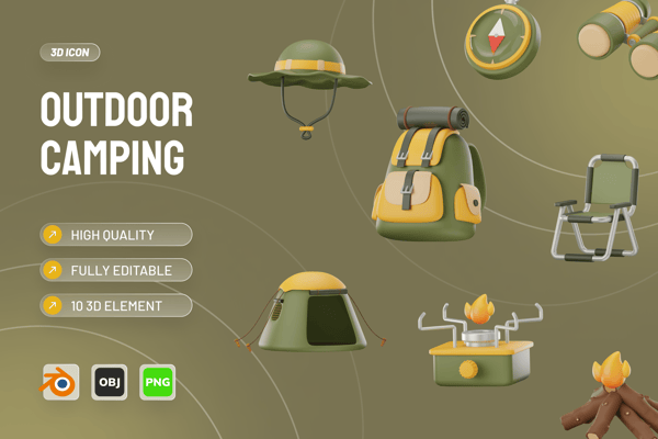 Outdoor Camping 3D Icon