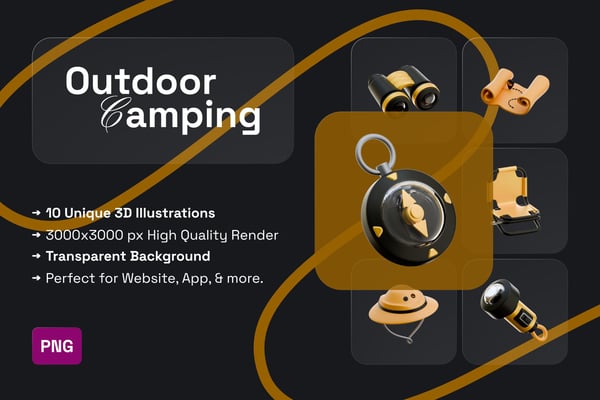 Outdoor Camping 3D Icon Pack
