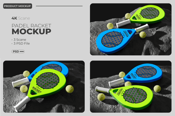 Padel Racket Mockup – 3 Scene