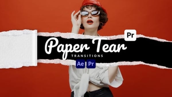 Paper Tear Transitions for Premiere Pro | MOGRT Paper Rip Wipes with Color Controls