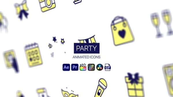 Party Animated Icons - Celebration Motion Icons Animation Pack