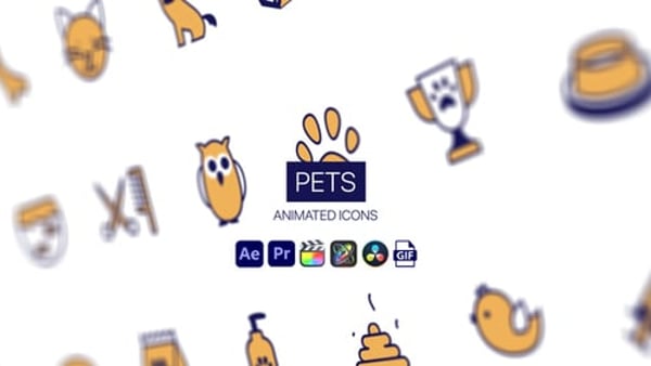 Pets Animated Icons - Cute Animals Motion Icons Animation Pack