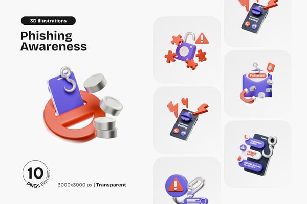 Phishing Awareness 3D Icon Pack