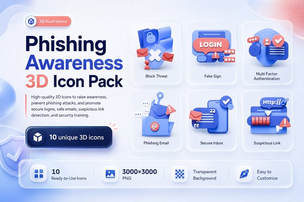 Phishing Awareness 3D Icon Pack