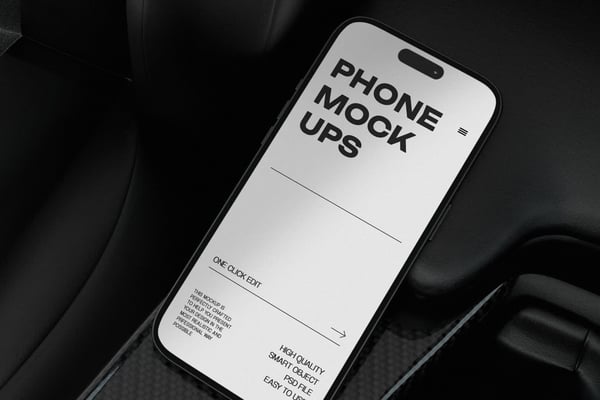Phone Mockup On A Carbon Fiber Surface