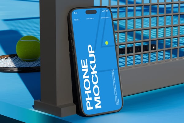 Phone Mockup On A Tennis Court