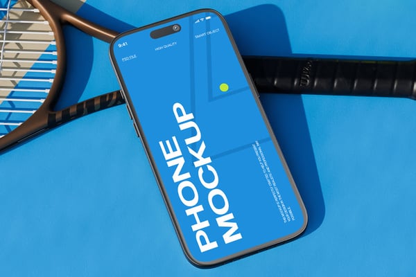 Phone Mockup With A Tennis Racket
