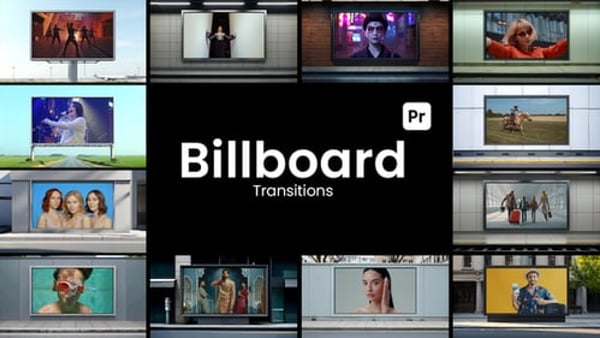 Photorealistic 3D Billboard Cityscape Transitions for Premiere Pro – 12 Styles