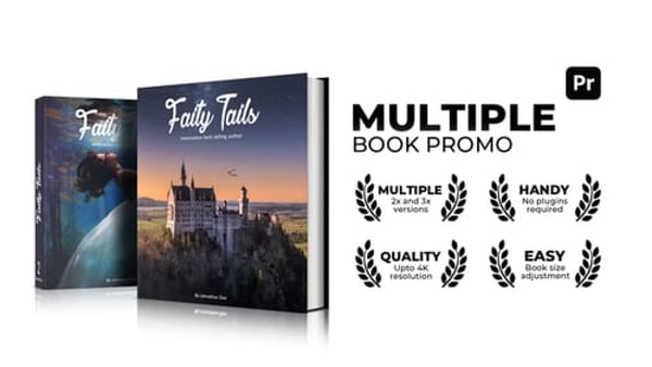 Photorealistic 3D Book Mockup for Premiere Pro – Multi-Book Scenes up to 4K