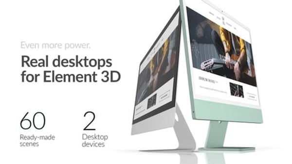Photorealistic Desktop Mockups for After Effects | 60 Element 3D Scenes