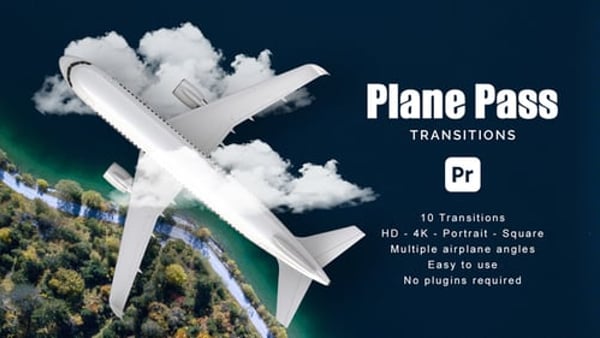Plane Pass Transitions for Premiere Pro – Airplane Flyover Directional Travel Motion