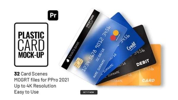 Plastic Card Promo for Premiere Pro 2021+ - 1-4 MOGRT Card Scenes in 4K