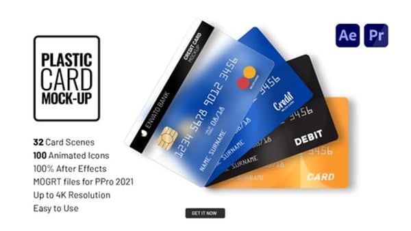 Plastic Card Promo for Premiere Pro MOGRT – 1–4 Card Scenes