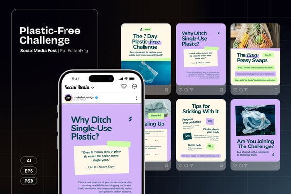 Plastic-Free Challenge Social Media Instagram Post