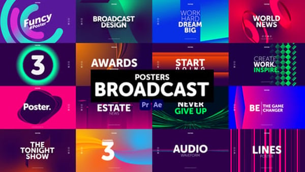 Posters Broadcast - TV Broadcast Poster Animation Motion Template Pack