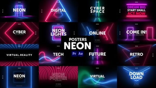 Posters Neon - Neon Style Poster Animation Motion Template Pack
