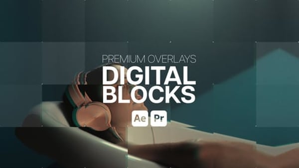 Premium Overlays Digital Blocks - Digital Glitch Block Motion Overlay Pack