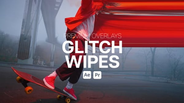 Premium Overlays Glitch Wipes - Digital Distortion Transition Motion Effects Pack