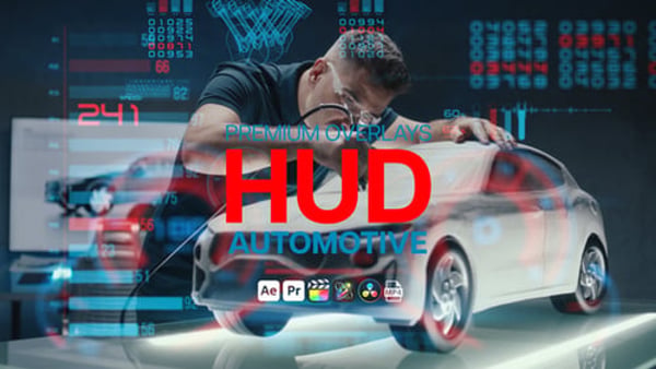 Premium Overlays HUD Automotive – Futuristic Interface Graphics for High-Tech Video Projects